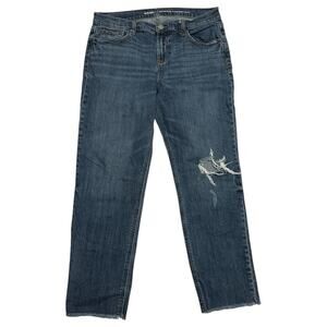 Old Navy Jeans Women’s 8 Medium Wash Distressed Boyfriend Straight Raw Hem